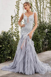 Silver Tulle Lanya Evening Dress